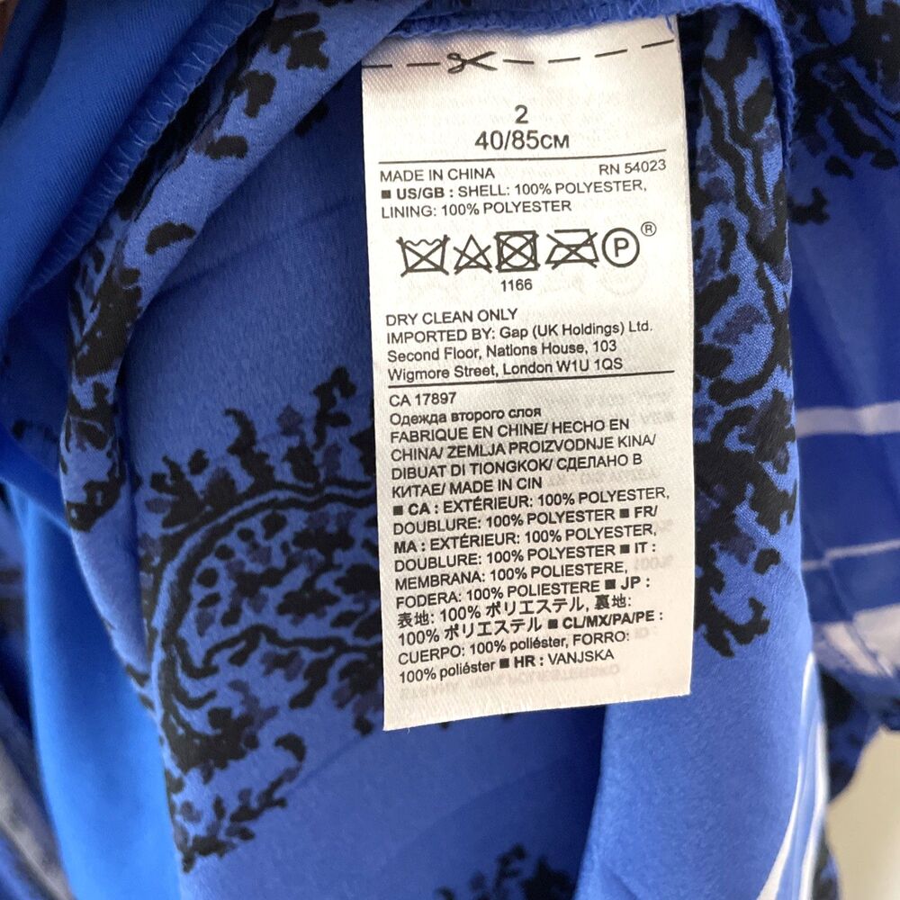 Banana Republic Paisley Pleated Midi Dress Adjustable Straps Sz 2 Party Cocktail - Picture 9 of 9